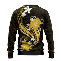 Gold Polynesian Pattern With Tropical Flowers Ugly Christmas Sweater LT05 - Polynesian Pride