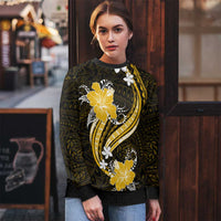 Gold Polynesian Pattern With Tropical Flowers Ugly Christmas Sweater LT05 - Polynesian Pride