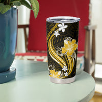 Gold Polynesian Pattern With Tropical Flowers Tumbler Cup