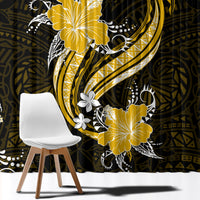 Gold Polynesian Pattern With Tropical Flowers Window Curtain LT05 - Polynesian Pride