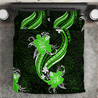 Green Polynesian Pattern With Tropical Flowers Bedding Set LT05 Green - Polynesian Pride