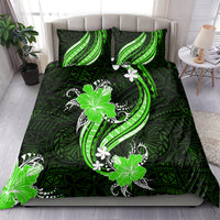 Green Polynesian Pattern With Tropical Flowers Bedding Set LT05 - Polynesian Pride