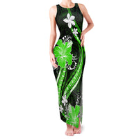 Green Polynesian Pattern With Tropical Flowers Family Matching Tank Maxi Dress and Hawaiian Shirt LT05 Mom's Dress Green - Polynesian Pride