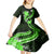 Green Polynesian Pattern With Tropical Flowers Kid Short Sleeve Dress LT05 - Polynesian Pride