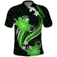 Green Polynesian Pattern With Tropical Flowers Polo Shirt LT05 Green - Polynesian Pride