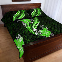 Green Polynesian Pattern With Tropical Flowers Quilt Bed Set LT05 - Polynesian Pride