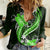 Green Polynesian Pattern With Tropical Flowers Women Casual Shirt LT05 Female Green - Polynesian Pride