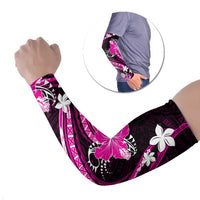 Pink Polynesian Pattern With Tropical Flowers Arm Sleeves - Polynesian Pride