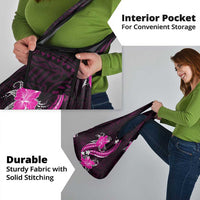 Pink Polynesian Pattern With Tropical Flowers Grocery Bag