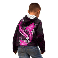 Pink Polynesian Pattern With Tropical Flowers Kid Hoodie LT05 - Polynesian Pride