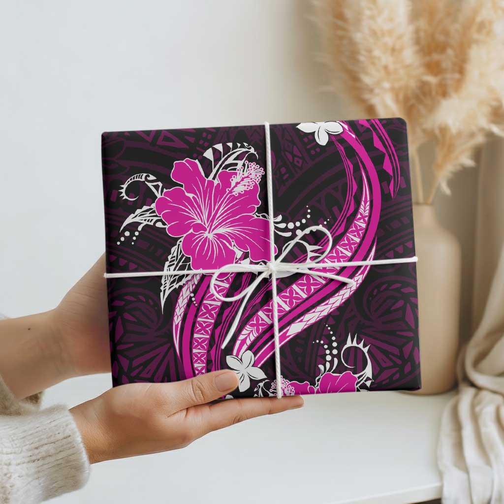 Pink Polynesian Pattern With Tropical Flowers Wrapping Paper - Polynesian Pride
