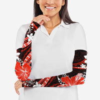 Red Polynesian Pattern With Tropical Flowers Arm Sleeves LT05 - Polynesian Pride