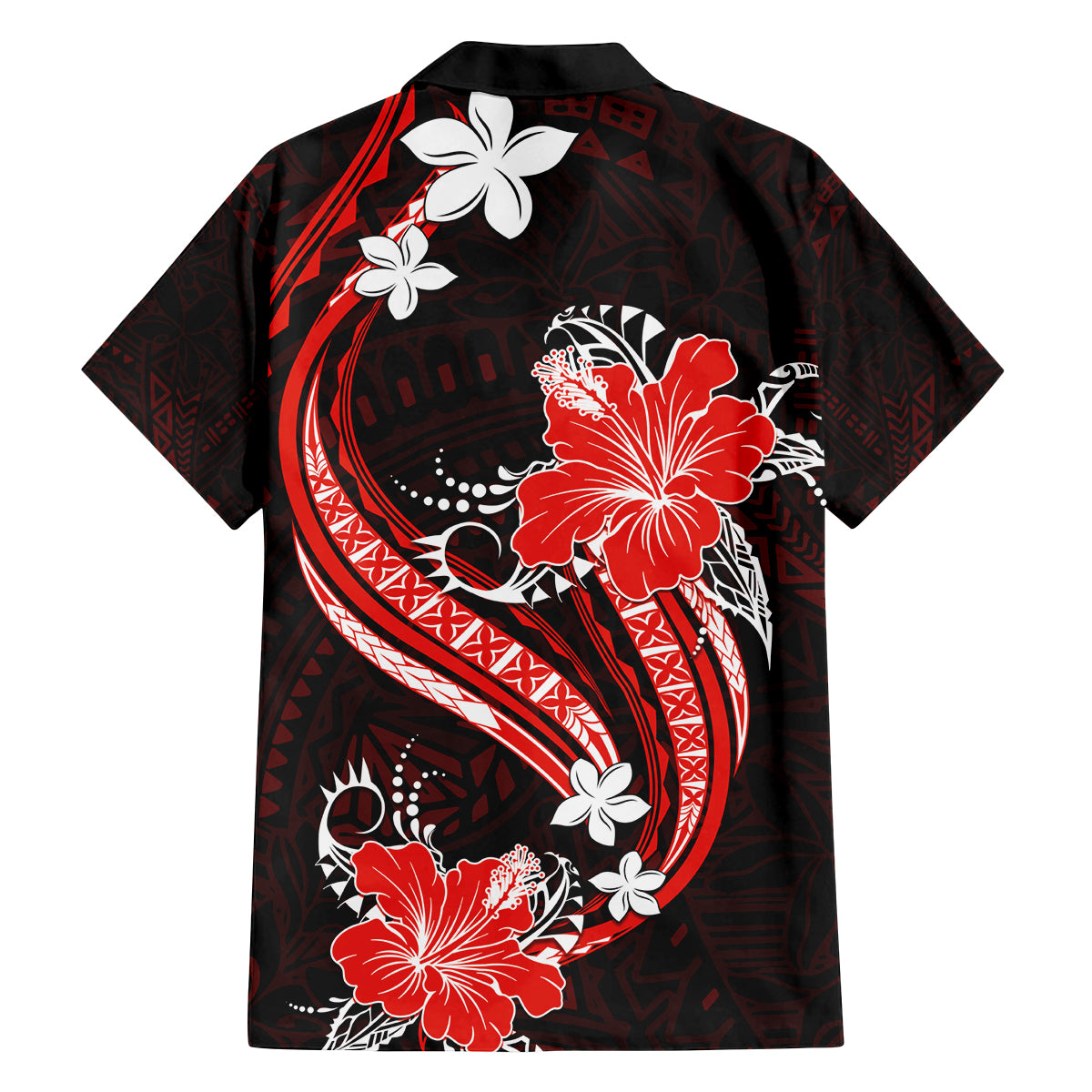 Red Polynesian Pattern With Tropical Flowers Family Matching Off Shoulder Maxi Dress and Hawaiian Shirt LT05 - Polynesian Pride