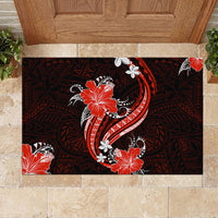 Red Polynesian Pattern With Tropical Flowers Rubber Doormat LT05 - Polynesian Pride