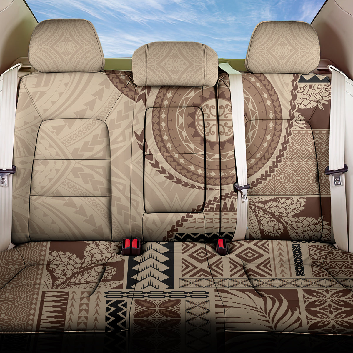 Samoa Siapo Pattern Simple Style Back Car Seat Cover LT05 One Size Brown - Polynesian Pride