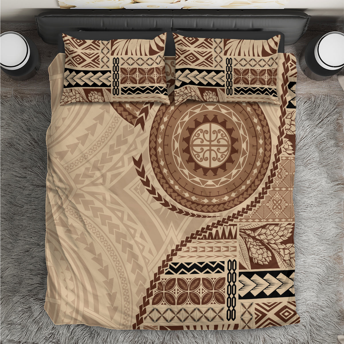 Samoa Siapo Pattern Simple Style Bedding Set LT05 Brown - Polynesian Pride