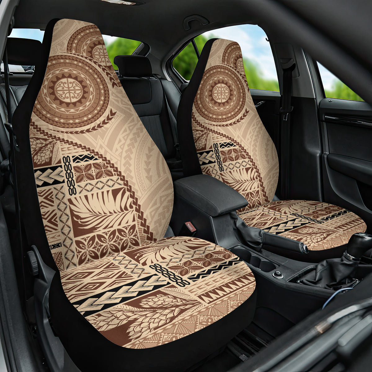 Samoa Siapo Pattern Simple Style Car Seat Cover LT05 One Size Brown - Polynesian Pride