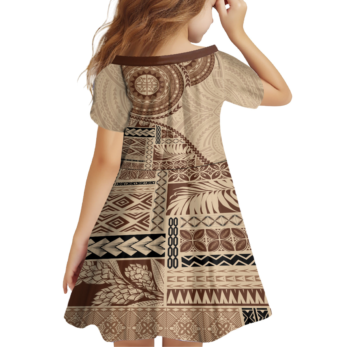 Samoa Siapo Pattern Simple Style Family Matching Off Shoulder Long Sleeve Dress and Hawaiian Shirt LT05 - Polynesian Pride