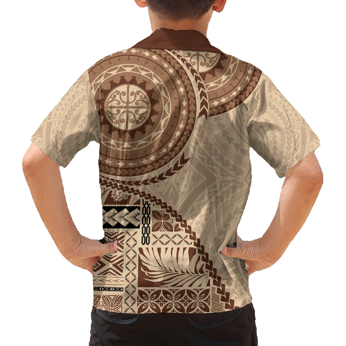 Samoa Siapo Pattern Simple Style Family Matching Off Shoulder Maxi Dress and Hawaiian Shirt LT05 - Polynesian Pride