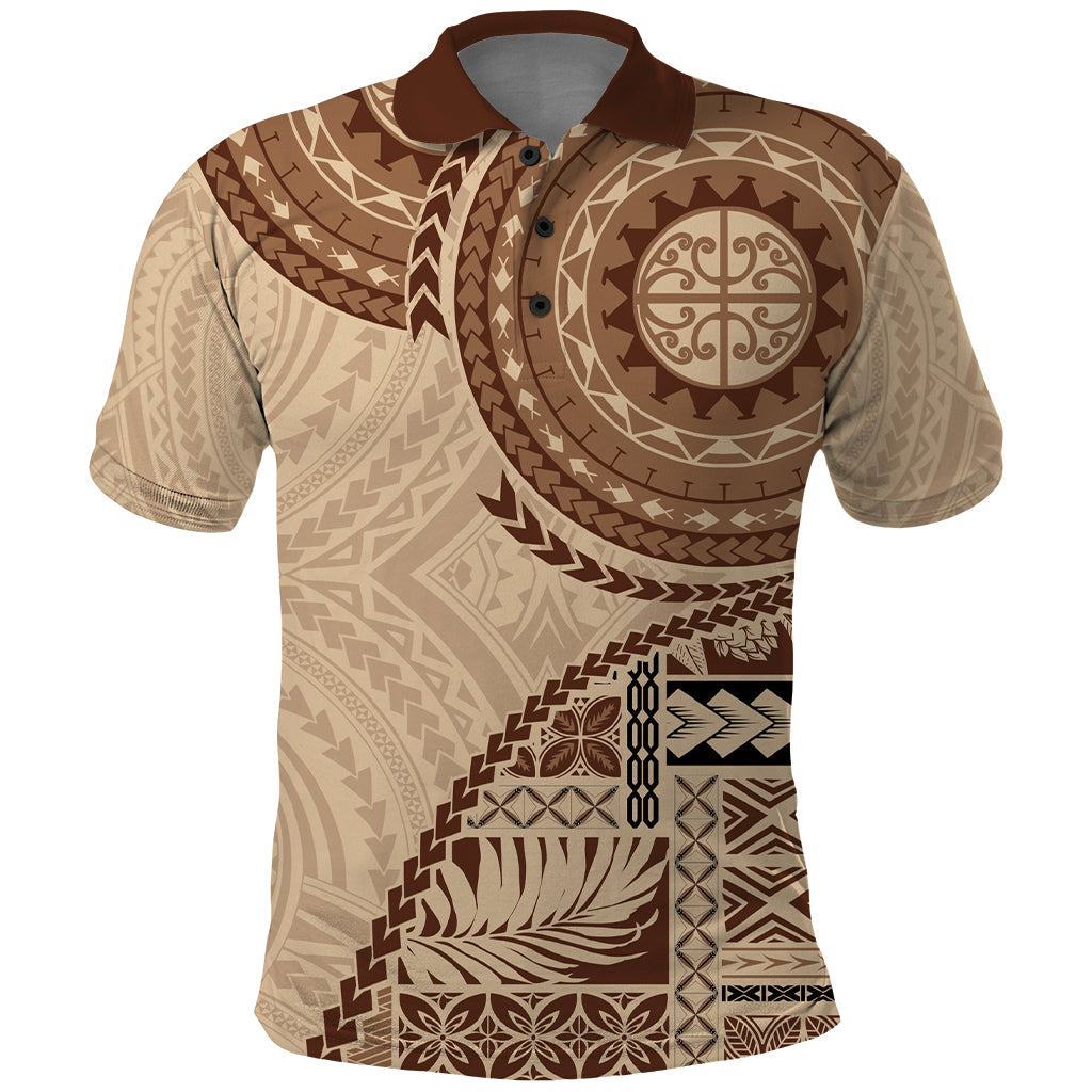 Samoa Siapo Pattern Simple Style Polo Shirt LT05 Brown - Polynesian Pride