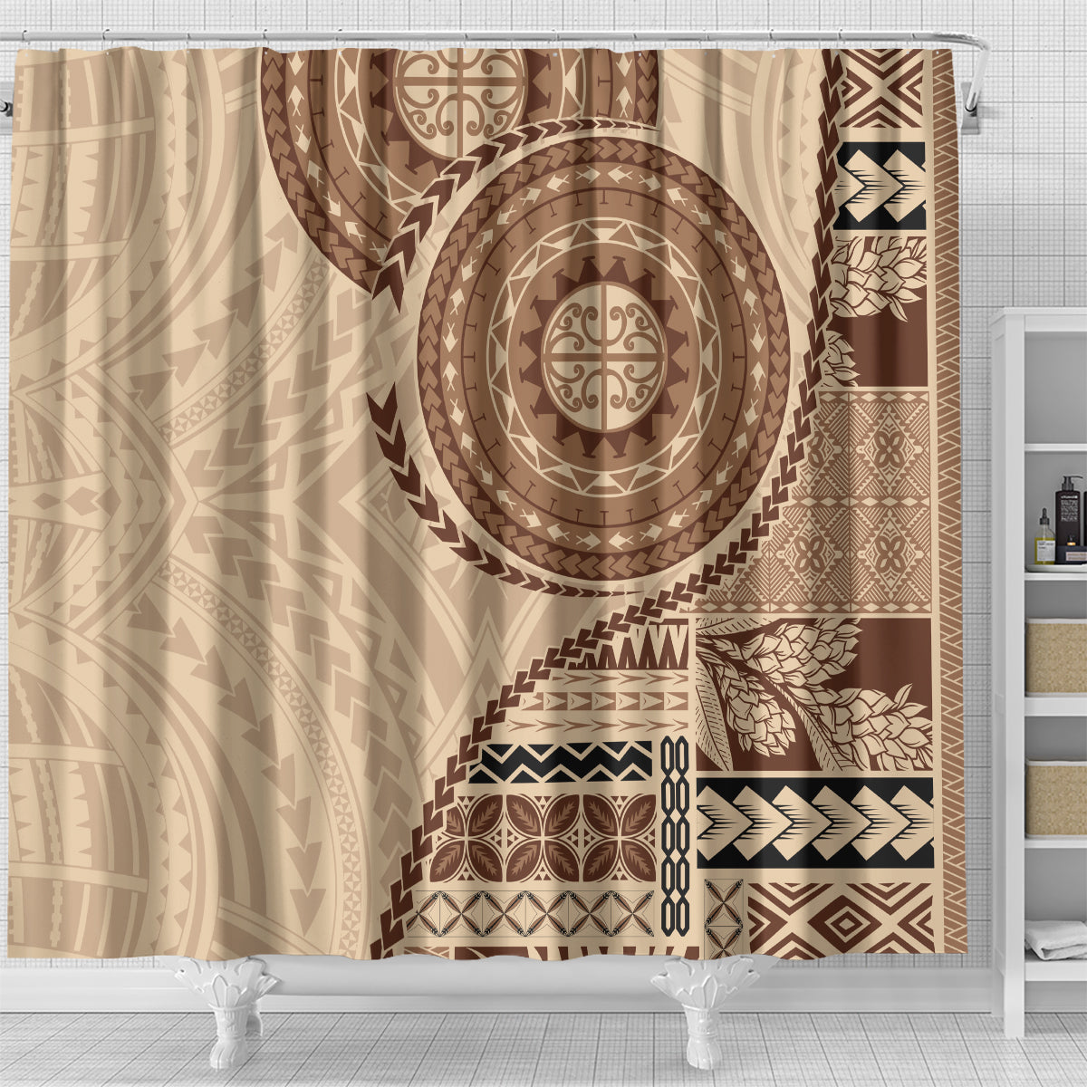 Samoa Siapo Pattern Simple Style Shower Curtain LT05 - Polynesian Pride