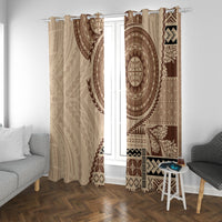 Samoa Siapo Pattern Simple Style Window Curtain LT05 With Grommets Brown - Polynesian Pride