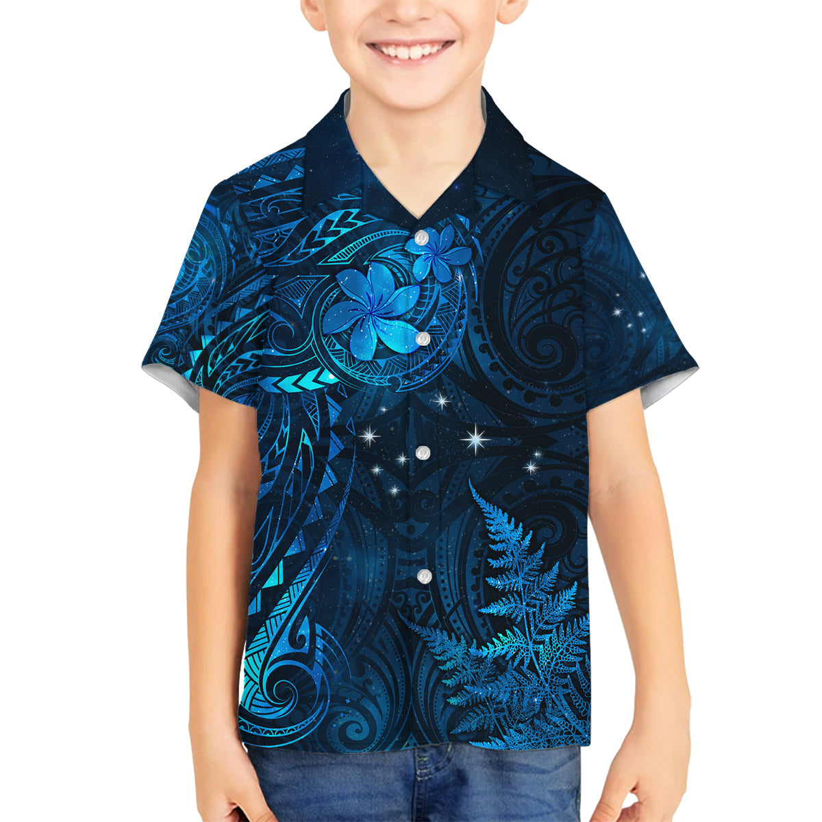 New Zealand Matariki Family Matching Puletasi and Hawaiian Shirt Maori New Year LT05 Son's Shirt Blue - Polynesian Pride