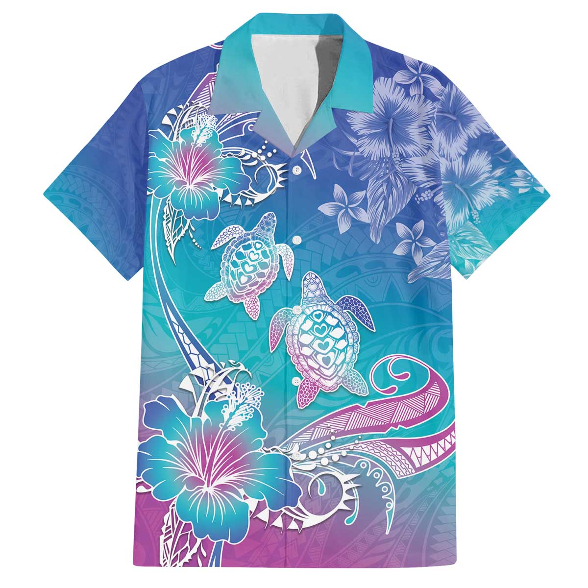 Polynesia Sea Turtle Couple Family Matching Off The Shoulder Long Sleeve Dress and Hawaiian Shirt Love Is Life