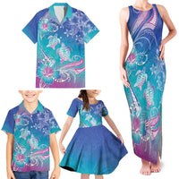 Polynesia Sea Turtle Couple Family Matching Tank Maxi Dress and Hawaiian Shirt Love Is Life