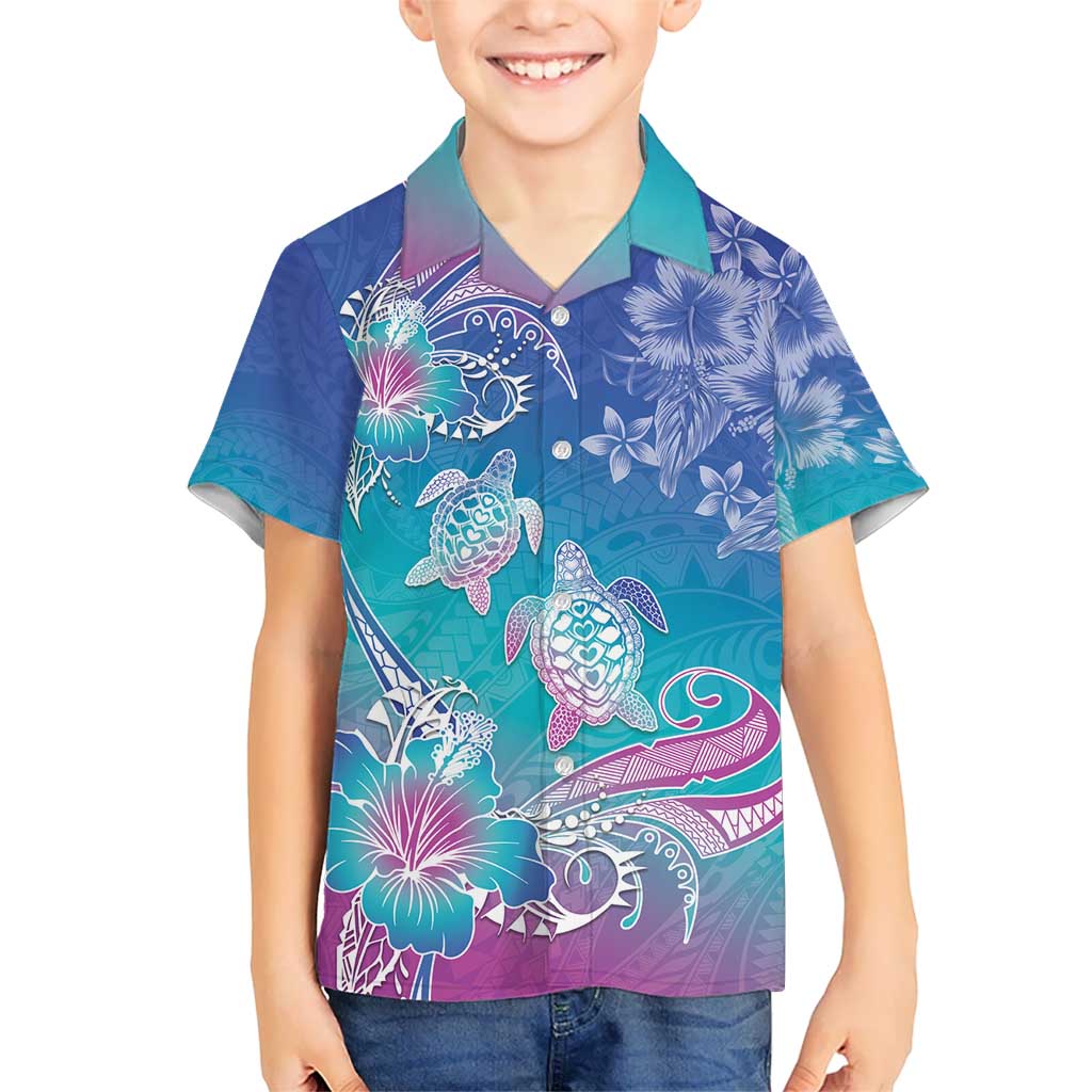 Polynesia Sea Turtle Couple Kid Hawaiian Shirt Love Is Life LT05 Kid Blue - Polynesian Pride