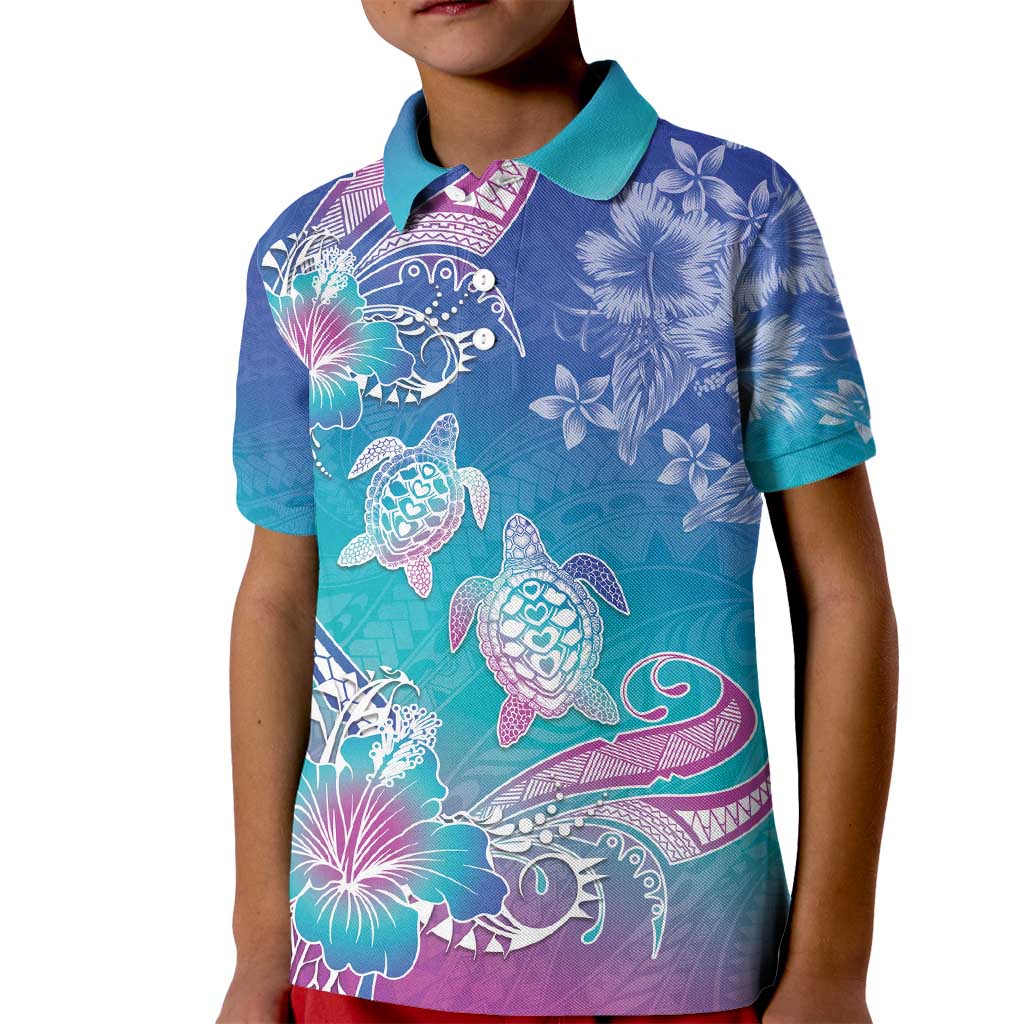 Polynesia Sea Turtle Couple Kid Polo Shirt Love Is Life LT05 Kid Blue - Polynesian Pride