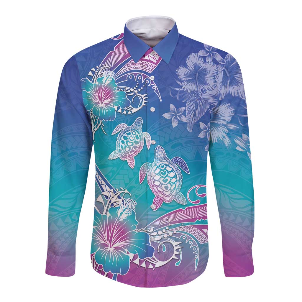 Polynesia Sea Turtle Couple Long Sleeve Button Shirt Love Is Life