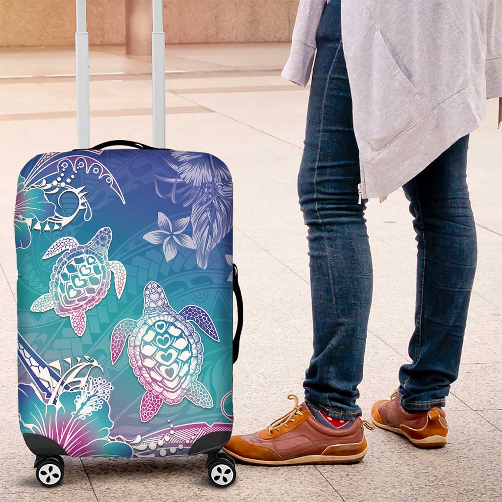 Polynesia Sea Turtle Couple Luggage Cover Love Is Life LT05 Blue - Polynesian Pride
