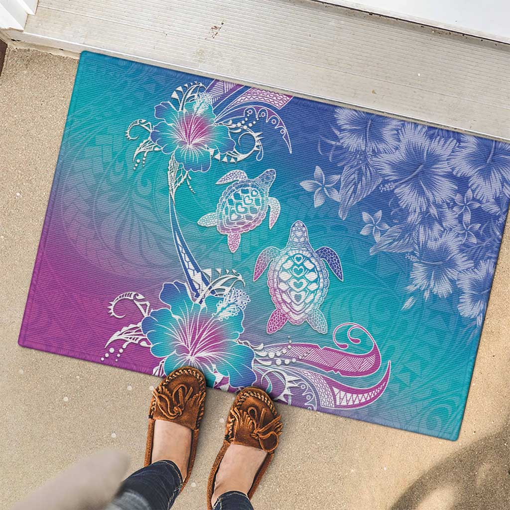 Polynesia Sea Turtle Couple Rubber Doormat Love Is Life