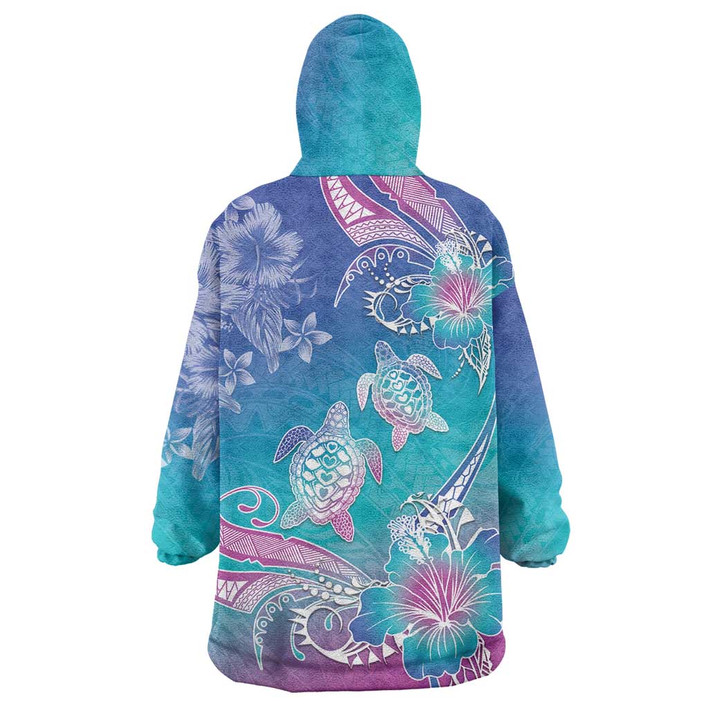 Polynesia Sea Turtle Couple Wearable Blanket Hoodie Love Is Life
