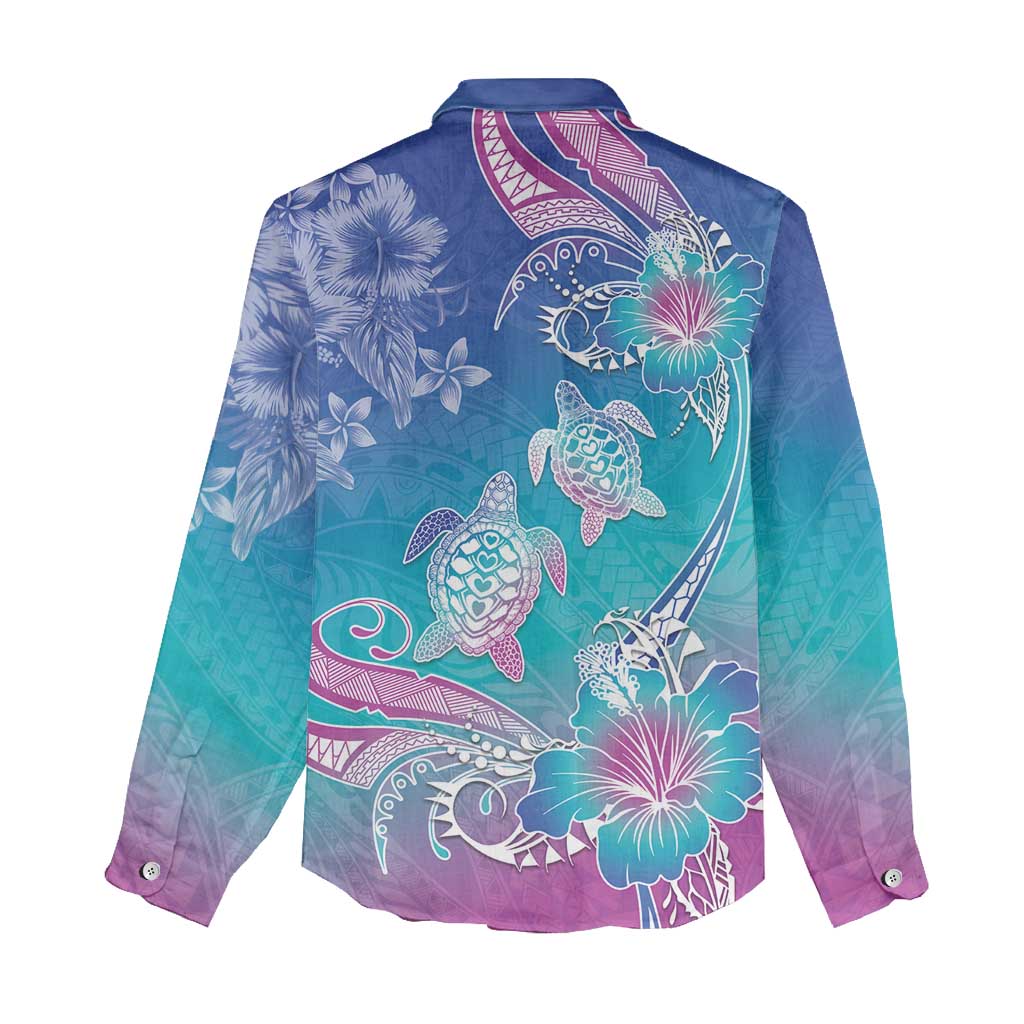 Polynesia Sea Turtle Couple Women Casual Shirt Love Is Life