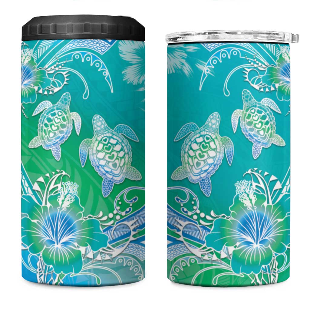 Polynesia Sea Turtle Couple 4 in 1 Can Cooler Tumbler I Am Turtley In Love With You