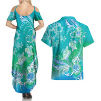 Polynesia Sea Turtle Couple Couples Matching Summer Maxi Dress and Hawaiian Shirt I Am Turtley In Love With You