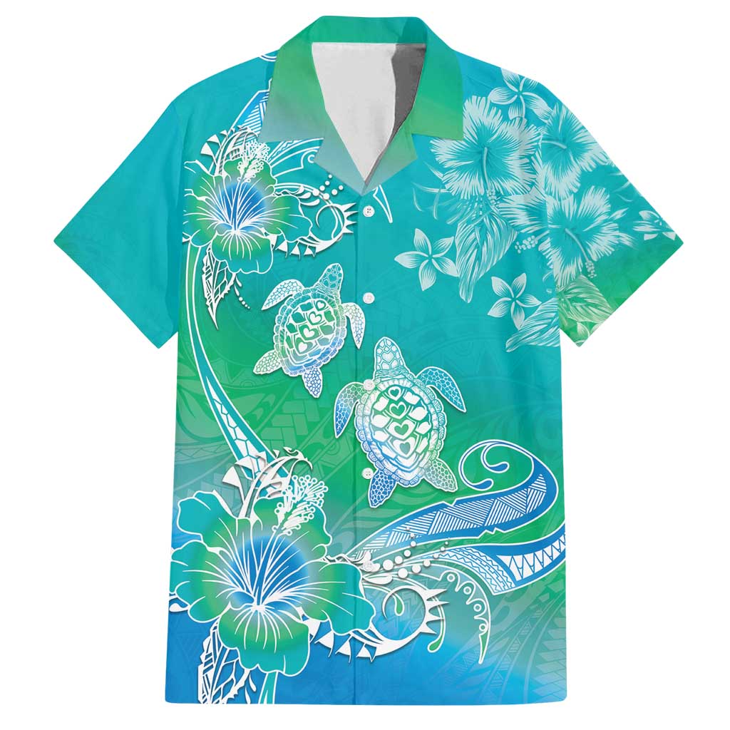 Polynesia Sea Turtle Couple Family Matching Long Sleeve Bodycon Dress and Hawaiian Shirt I Am Turtley In Love With You