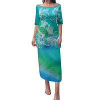 Polynesia Sea Turtle Couple Family Matching Puletasi and Hawaiian Shirt I Am Turtley In Love With You