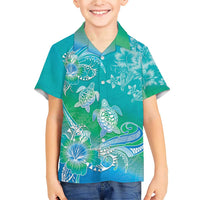 Polynesia Sea Turtle Couple Family Matching Short Sleeve Bodycon Dress and Hawaiian Shirt I Am Turtley In Love With You