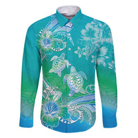 Polynesia Sea Turtle Couple Family Matching Tank Maxi Dress and Hawaiian Shirt I Am Turtley In Love With You