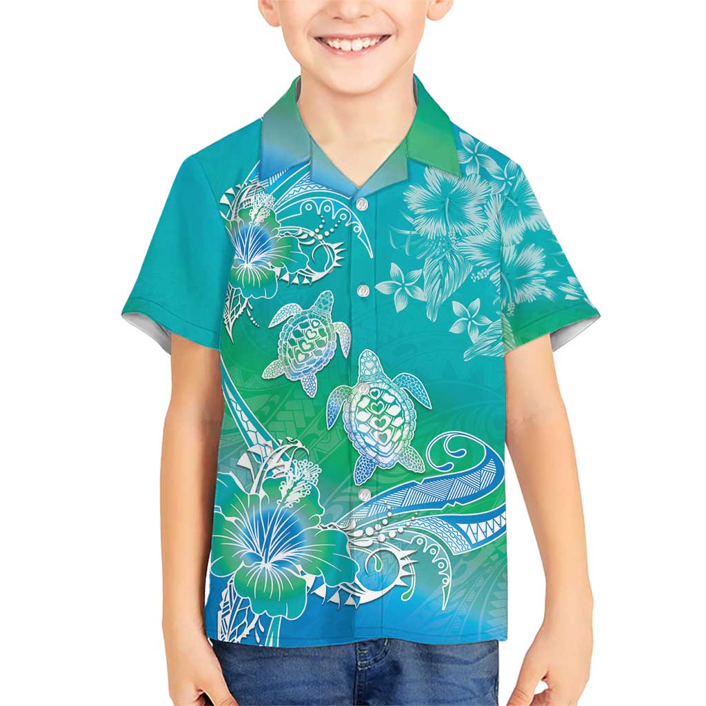 Polynesia Sea Turtle Couple Kid Hawaiian Shirt I Am Turtley In Love With You LT05 Kid Turquoise - Polynesian Pride