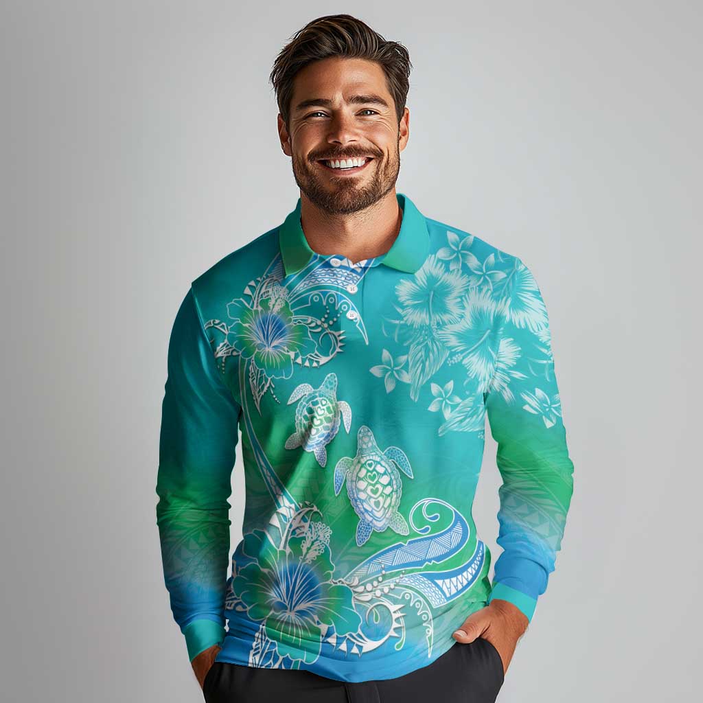 Polynesia Sea Turtle Couple Long Sleeve Polo Shirt I Am Turtley In Love With You