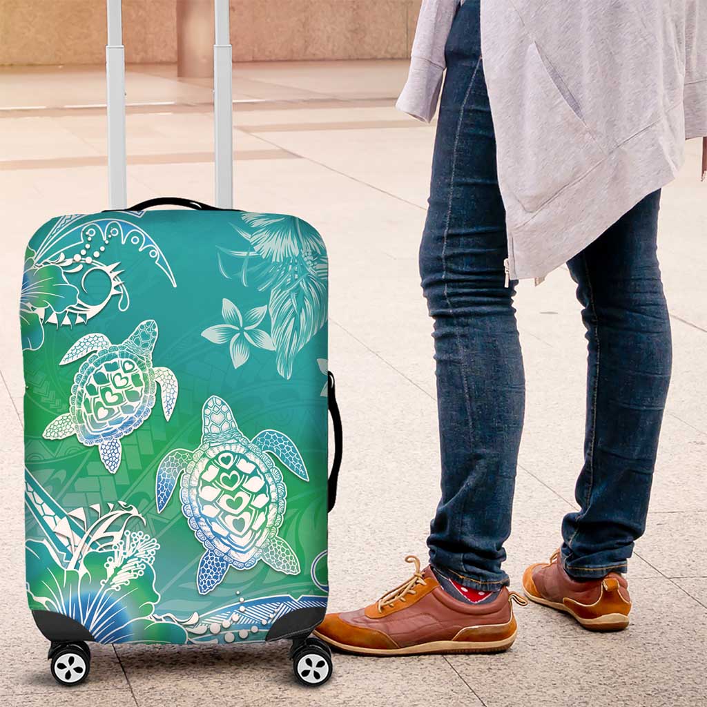 Polynesia Sea Turtle Couple Luggage Cover I Am Turtley In Love With You LT05 Turquoise - Polynesian Pride