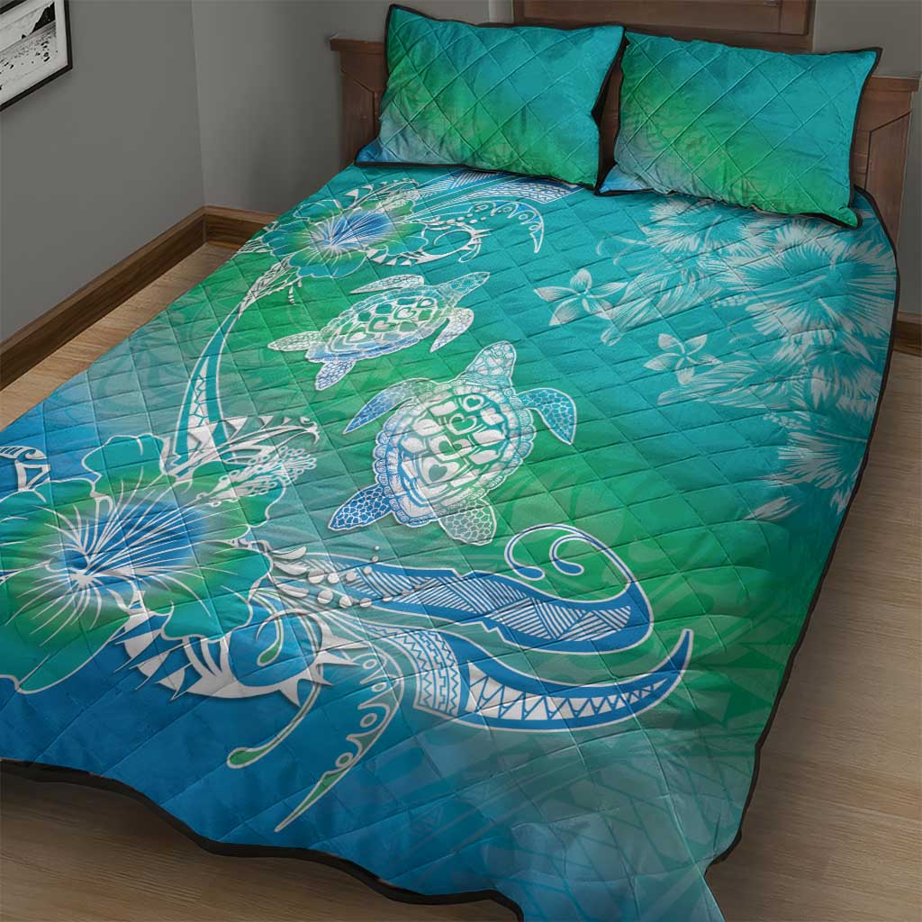 Polynesia Sea Turtle Couple Quilt Bed Set I Am Turtley In Love With You