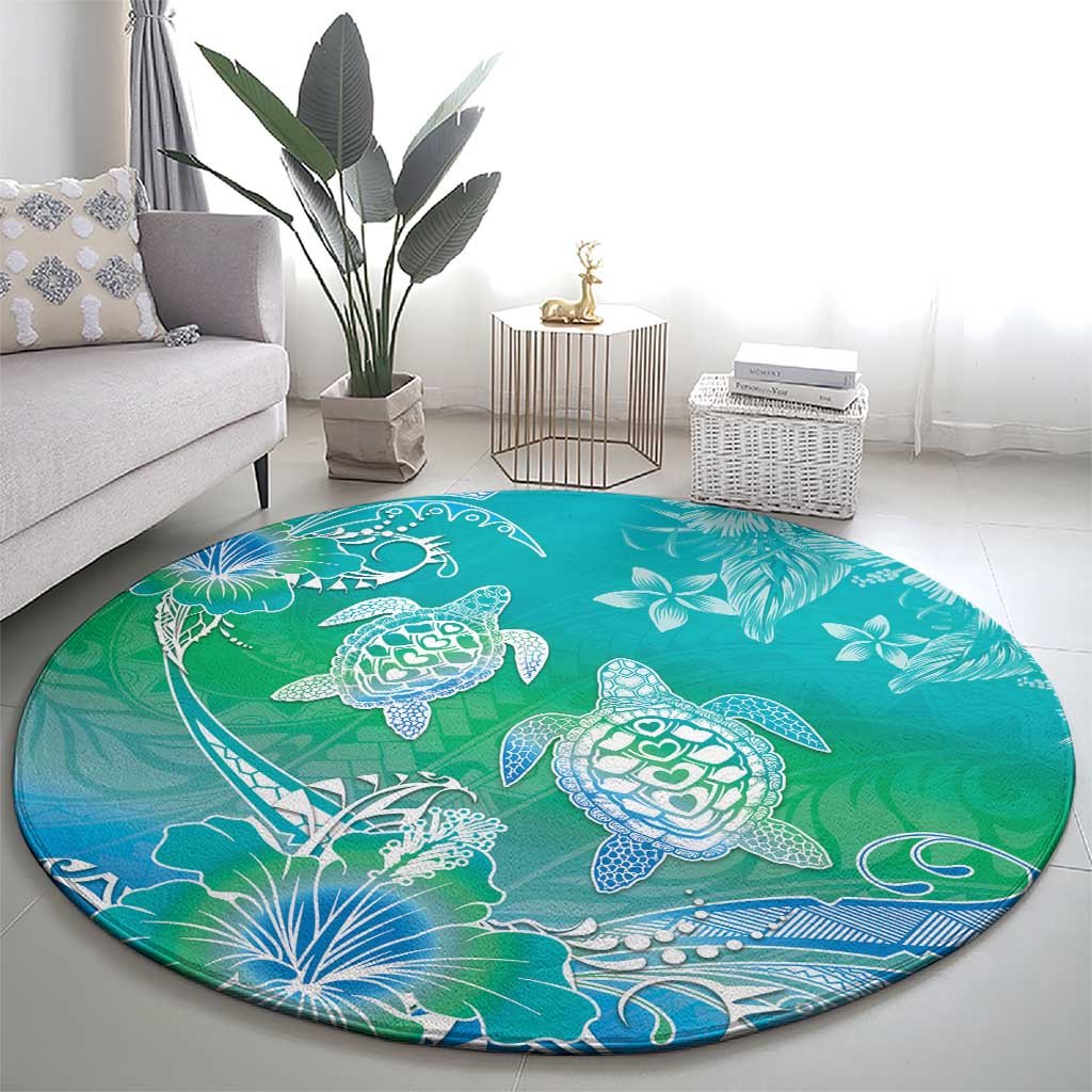 Polynesia Sea Turtle Couple Round Carpet I Am Turtley In Love With You