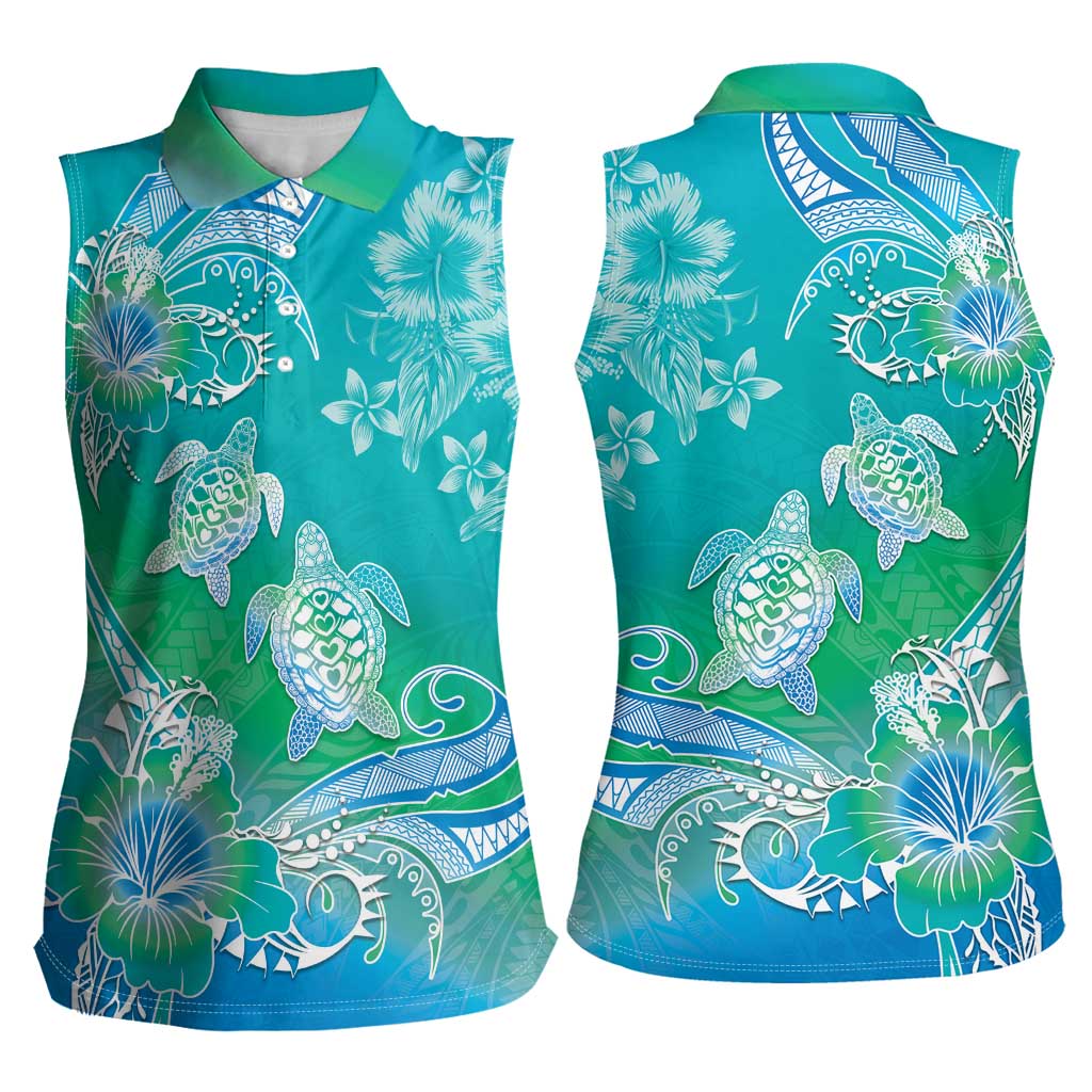 Polynesia Sea Turtle Couple Women Sleeveless Polo Shirt I Am Turtley In Love With You