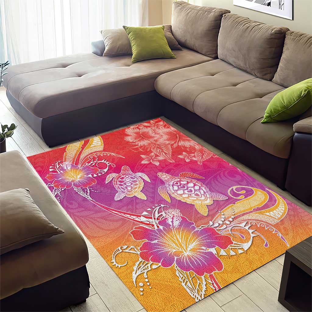 Polynesia Sea Turtle Couple Area Rug One Soul One Love