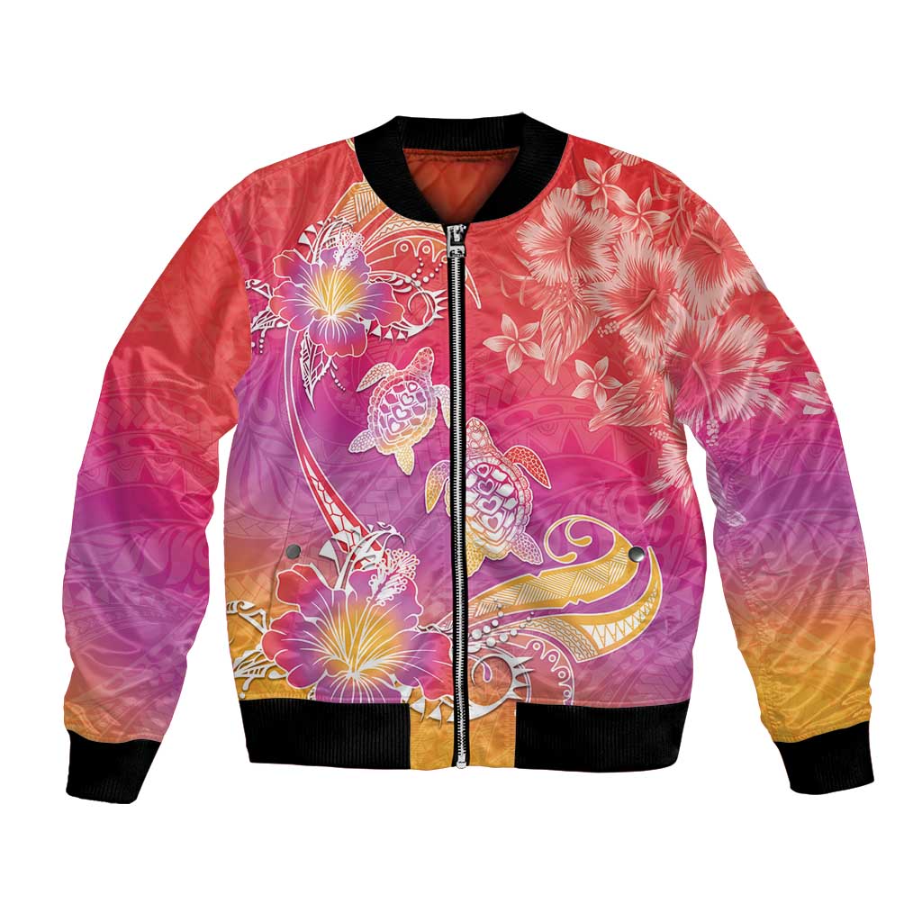 Polynesia Sea Turtle Couple Bomber Jacket One Soul One Love LT05 Unisex Red - Polynesian Pride